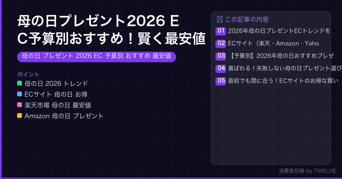 母の日プレゼント2026 EC予算別おすすめ！賢く最安値で選ぶ秘訣