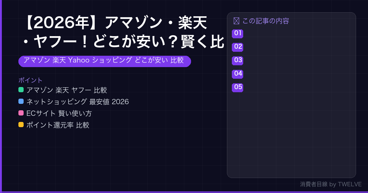 【2026年】アマゾン・楽天・ヤフー!どこが安い?賢く比較する損しない術