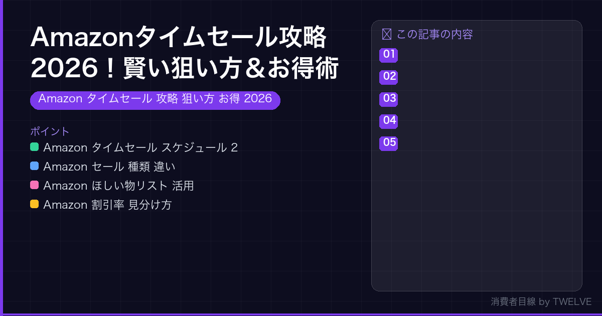 Amazonタイムセール攻略2026！賢い狙い方＆お得術