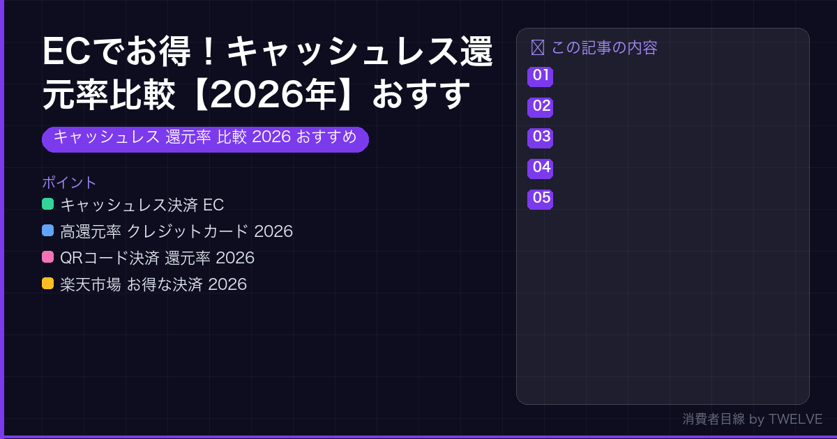 ECでお得！キャッシュレス還元率比較【2026年】おすすめ決済