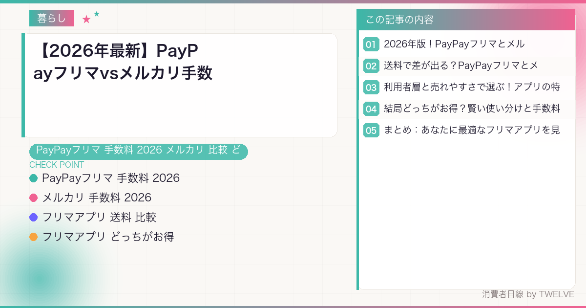 【2026年最新】PayPayフリマvsメルカリ手数料、お得はどっち？