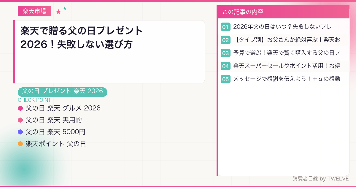 楽天で贈る父の日プレゼント2026！失敗しない選び方＆人気TOP5