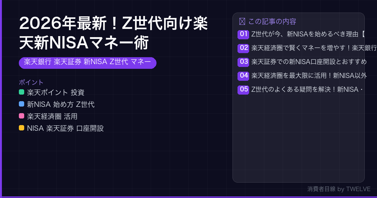 2026年最新！Z世代向け楽天新NISAマネー術
