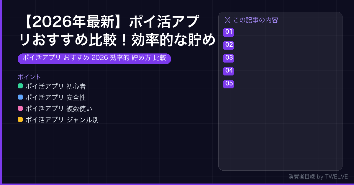 【2026年最新】ポイ活アプリおすすめ比較！効率的な貯め方と選び方