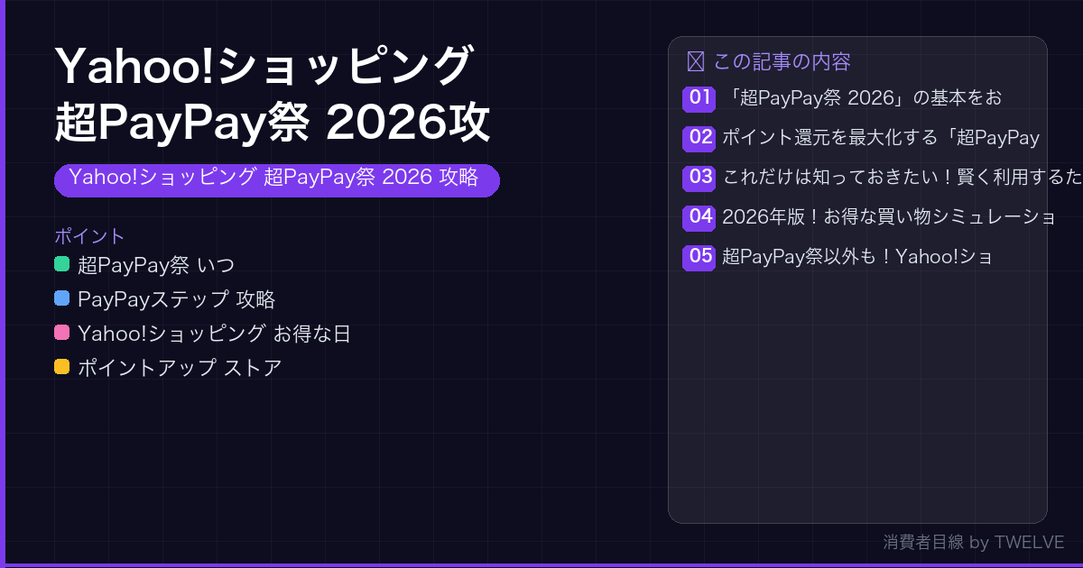 Yahoo!ショッピング 超PayPay祭 2026攻略！ポイント還元最大化術
