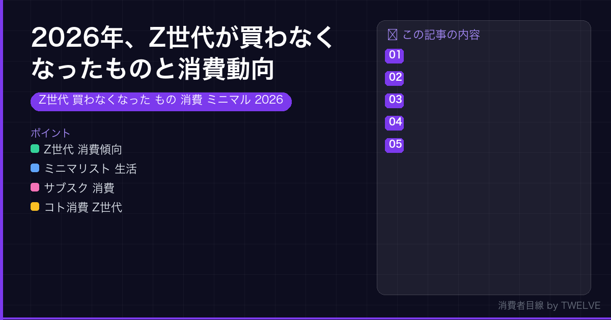2026年、Z世代が買わなくなったものと消費動向
