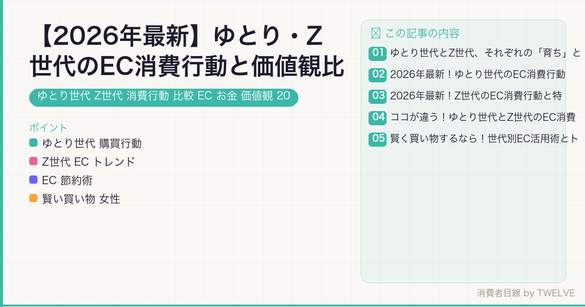 【2026年最新】ゆとり・Z世代のEC消費行動と価値観比較